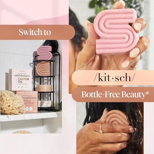 Kitsch Castor Oil Shampoo & Shea Butter Conditioner Bar Set – Hydrating & Moisturizing Shampoo and Conditioner Bars, Sulfate-Free, Paraben-Free, Silicone-Free, Made in USA – 2 Piece Set Avelisse