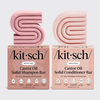 Kitsch Castor Oil Shampoo & Shea Butter Conditioner Bar Set – Hydrating & Moisturizing Shampoo and Conditioner Bars, Sulfate-Free, Paraben-Free, Silicone-Free, Made in USA – 2 Piece Set Avelisse