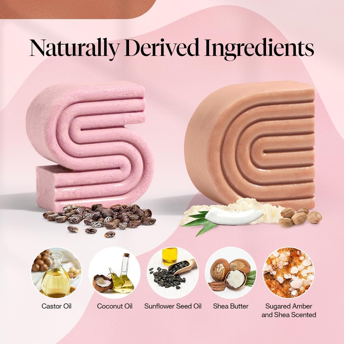 Kitsch Castor Oil Shampoo & Shea Butter Conditioner Bar Set – Hydrating & Moisturizing Shampoo and Conditioner Bars, Sulfate-Free, Paraben-Free, Silicone-Free, Made in USA – 2 Piece Set Avelisse