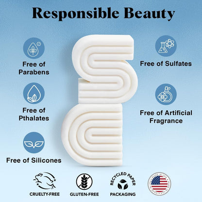 Kitsch 2-in-1 Ultra Sensitive Shampoo Bar & Body Wash + Conditioner Bar & Shaving Soap – Fragrance-Free Bar Soap for Sensitive Skin & Scalp – For Healthy, Radiant Hair and Skin – 2pcs Avelisse