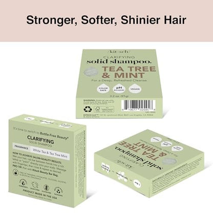Kitsch Tea Tree Shampoo & Coconut Oil Conditioner Bar Set – Clarifying & Moisturizing Solid Shampoo and Conditioner, Paraben & Sulfate Free, Made in USA – 2 Pack Avelisse