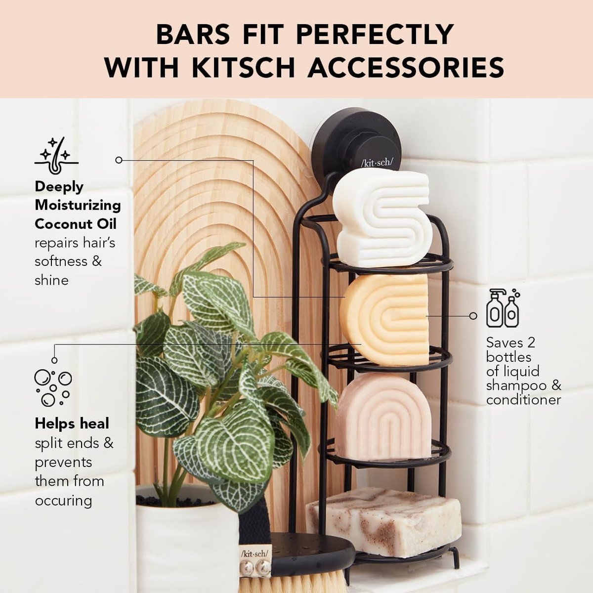 Kitsch Tea Tree Shampoo & Coconut Oil Conditioner Bar Set – Clarifying & Moisturizing Solid Shampoo and Conditioner, Paraben & Sulfate Free, Made in USA – 2 Pack Avelisse