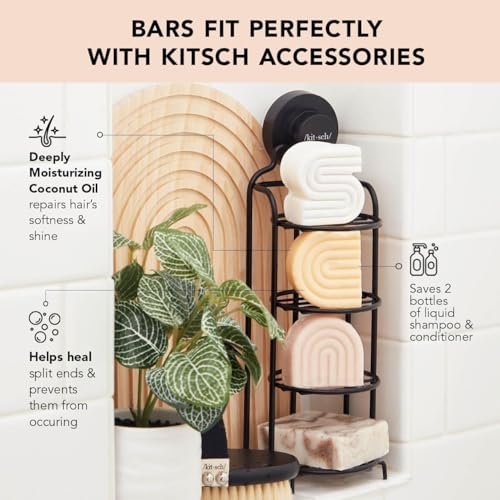 Kitsch Tea Tree Shampoo & Coconut Oil Conditioner Bar Set – Clarifying & Moisturizing Solid Shampoo and Conditioner, Paraben & Sulfate Free, Made in USA – 2 Pack Avelisse