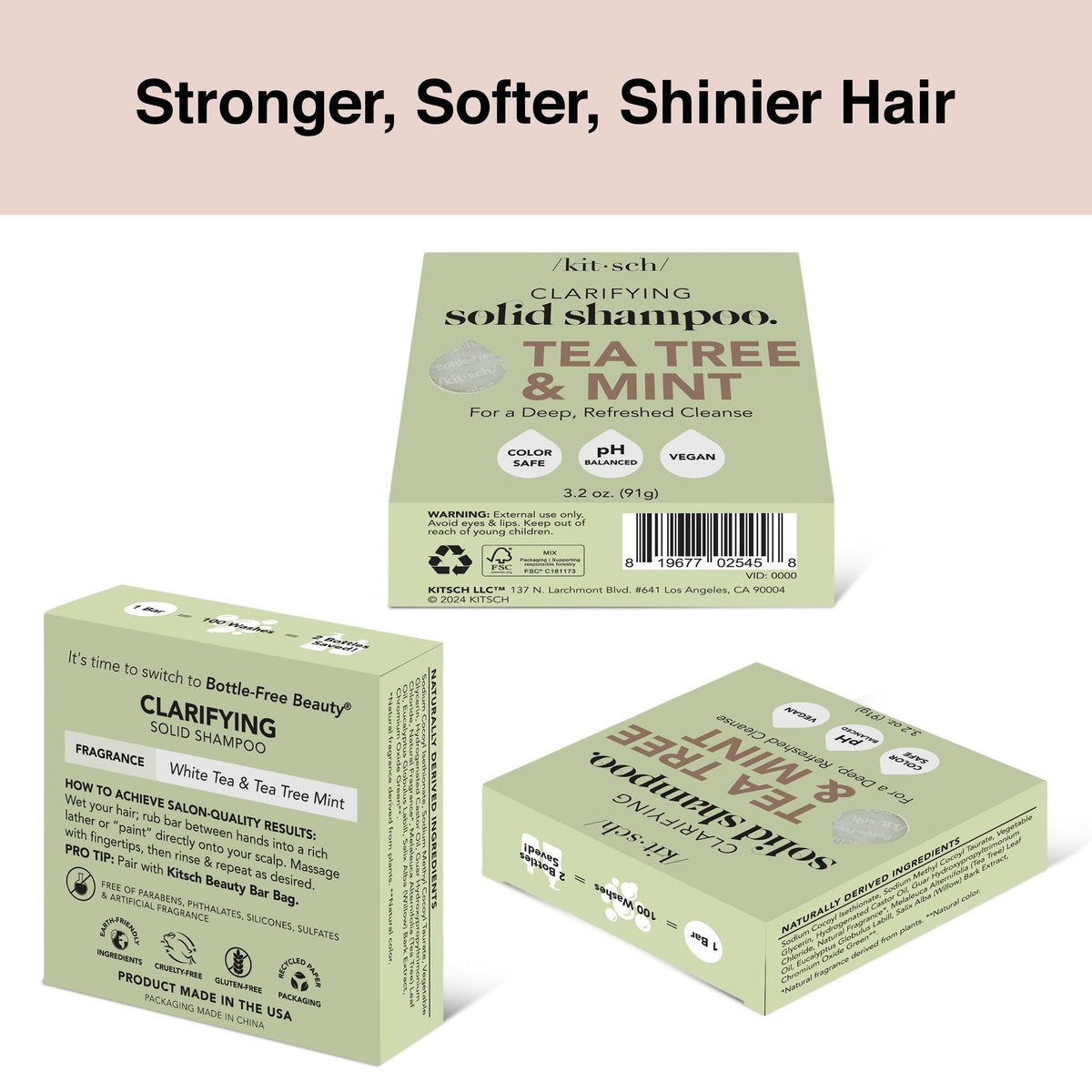 Kitsch Tea Tree Shampoo & Coconut Oil Conditioner Bar Set – Clarifying & Moisturizing Solid Shampoo and Conditioner, Paraben & Sulfate Free, Made in USA – 2 Pack Avelisse