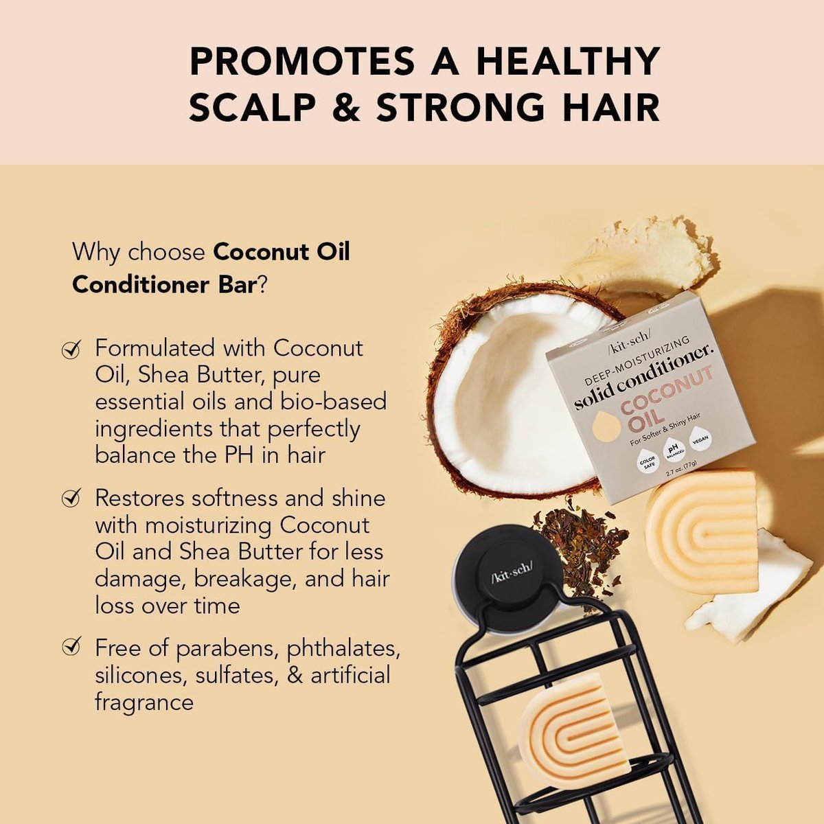 Kitsch Tea Tree Shampoo & Coconut Oil Conditioner Bar Set – Clarifying & Moisturizing Solid Shampoo and Conditioner, Paraben & Sulfate Free, Made in USA – 2 Pack Avelisse