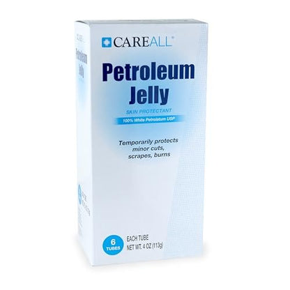 CareALL Petroleum Jelly 4 Oz. Tube (6 Pack) - Unscented, 100% Pure White Petrolatum USP - Moisturizer for Dry Skin & Lip Care