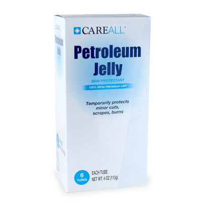 CareALL Petroleum Jelly 4 Oz. Tube (6 Pack) - Unscented, 100% Pure White Petrolatum USP - Moisturizer for Dry Skin & Lip Care