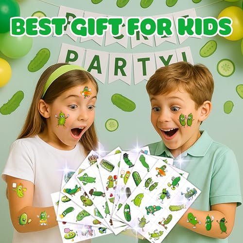 96 PCS Funny Pickle Pre-cut Temporary Tattoos - Cute Fruit Vegetable Stickers for Kids, Birthday Party Favors, School Rewards - görsel 8