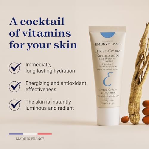 Embryolisse Vitamin C Energizing Face Moisturizer - Radiance-Boosting Anti-Aging Daily Cream for Hydration & Glow, 1.35 Fl Oz Avelisse
