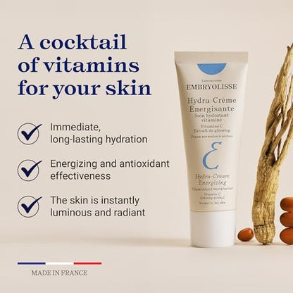 Embryolisse Vitamin C Energizing Face Moisturizer - Radiance-Boosting Anti-Aging Daily Cream for Hydration & Glow, 1.35 Fl Oz Avelisse
