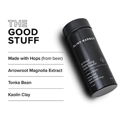 Blind Barber 80 Proof Texturizing Powder for Men - Weightless Volume & Matte Finish - Medium-to-Strong Hold Hair Styling Powder (0.5 oz) Avelisse