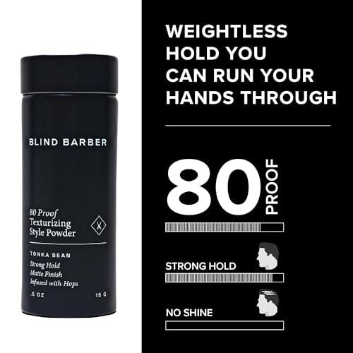 Blind Barber 80 Proof Texturizing Powder for Men - Weightless Volume & Matte Finish - Medium-to-Strong Hold Hair Styling Powder (0.5 oz) Avelisse