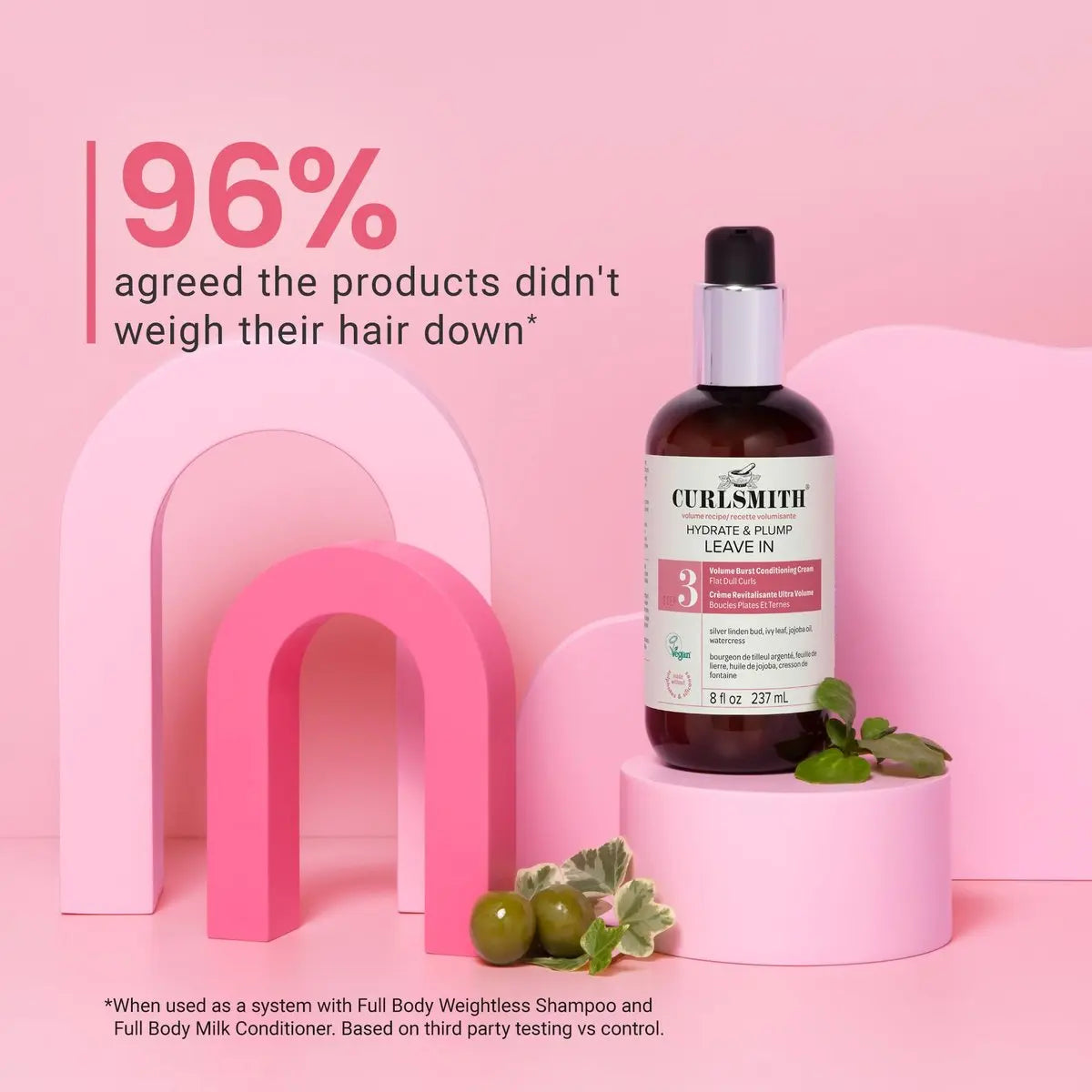 CURLSMITH Hydrate & Plump Leave In Conditioner for Curls, Lightweight Volumizing Conditioner for All Curl Types, Vegan & Cruelty-Free (8 oz) Avelisse