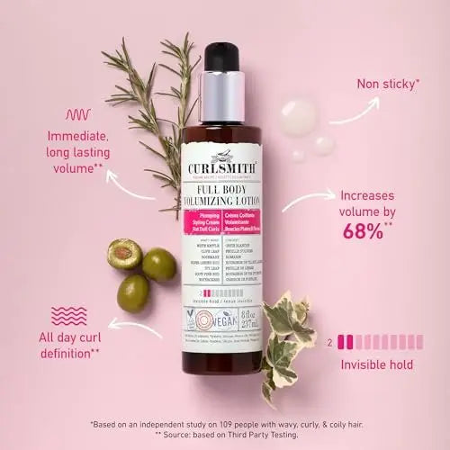 CURLSMITH Full Body Volumizing Hair Lotion – Instant Volume & Curl Definition for Wavy, Curly & Coily Hair (8 fl oz) Avelisse