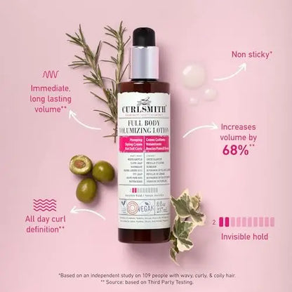 CURLSMITH Full Body Volumizing Hair Lotion – Instant Volume & Curl Definition for Wavy, Curly & Coily Hair (8 fl oz) Avelisse