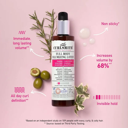 CURLSMITH Full Body Volumizing Hair Lotion – Instant Volume & Curl Definition for Wavy, Curly & Coily Hair (8 fl oz) Avelisse