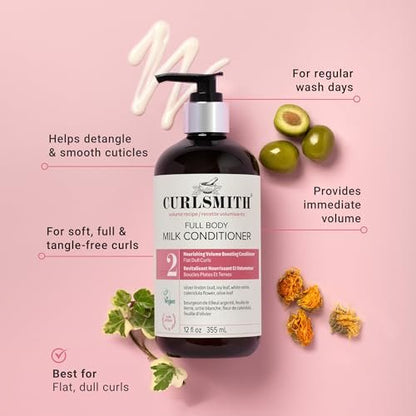 CURLSMITH Full Body Conditioner - Lightweight Volume Conditioner for All Curl Types, Moisturizing & Detangling, Vegan & Cruelty Free (12 oz) Avelisse