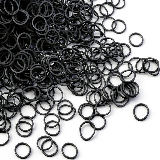 BEBEEPOO 500pcs Black Elastic Hair Bands – Mini Rubber Bands for Braids, Ponytails & Kids Hair