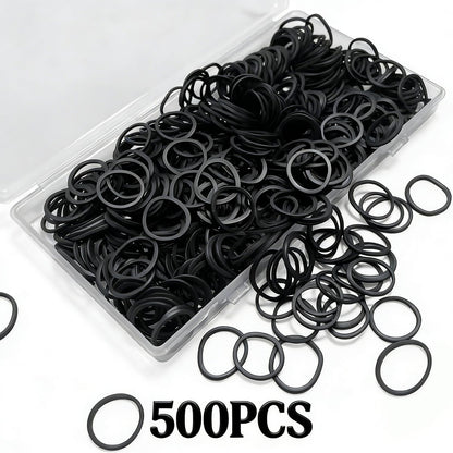 BEBEEPOO 500pcs Black Elastic Hair Bands – Mini Rubber Bands for Braids, Ponytails & Kids Hair