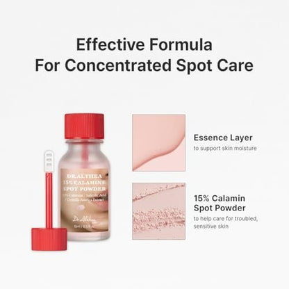 Dr.Althea 15% Calamine Spot Powder – Targeted Blemish Care & Drying Lotion, Korean Skincare, 0.5 fl oz Avelisse