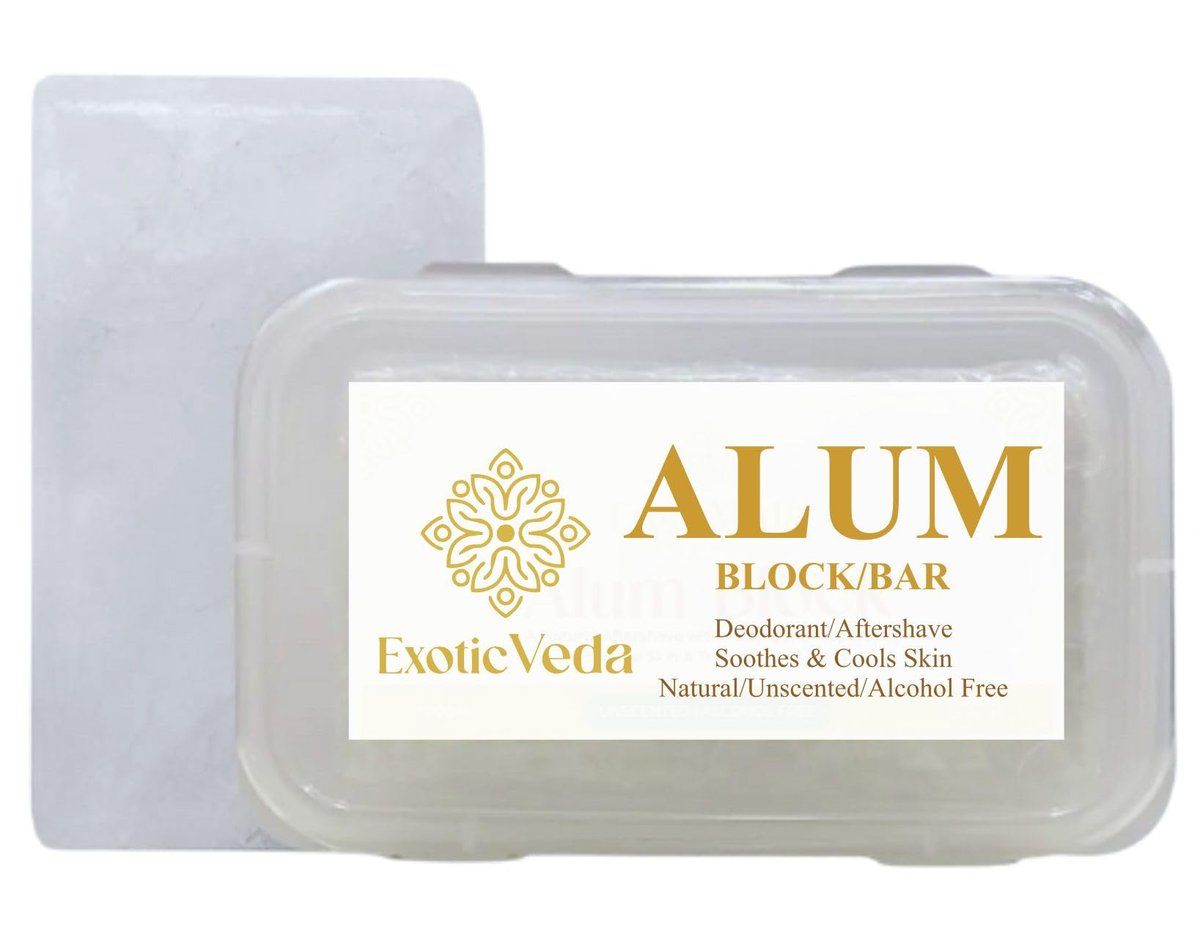 Exotic Veda 100% Pure Alum Block – Natural Deodorant & Aftershave Stone, Soothes Razor Burn, Stops Bleeding, Unscented & Alcohol-Free (3.53 oz) - görsel 1