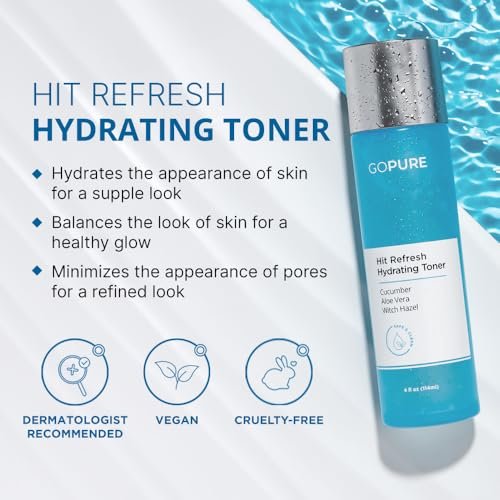 goPure Hit Refresh Hydrating Toner – Balanced pH, Clarifies Pores, Removes Excess Oil & Impurities – 4 Fl Oz Avelisse