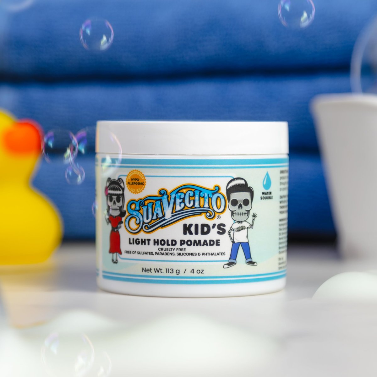 Suavecito Kid's Pomade - Calming Chamomile Scent, Light Hold, 4 oz - Water-Based, Flake Free, Dermatologist-Tested Avelisse