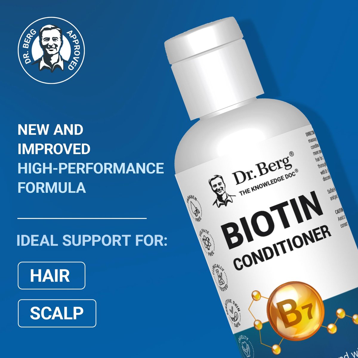 Dr. Berg Biotin Conditioner for Men & Women – High-Performance Formula, Paraben-Free, Sulfate-Free, Silicone-Free, Infused with Biotin, Argan & Botanicals – 8 Fl Oz - görsel 3