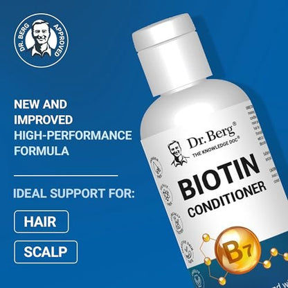 Dr. Berg Biotin Conditioner for Men & Women – High-Performance Formula, Paraben-Free, Sulfate-Free, Silicone-Free, Infused with Biotin, Argan & Botanicals – 8 Fl Oz