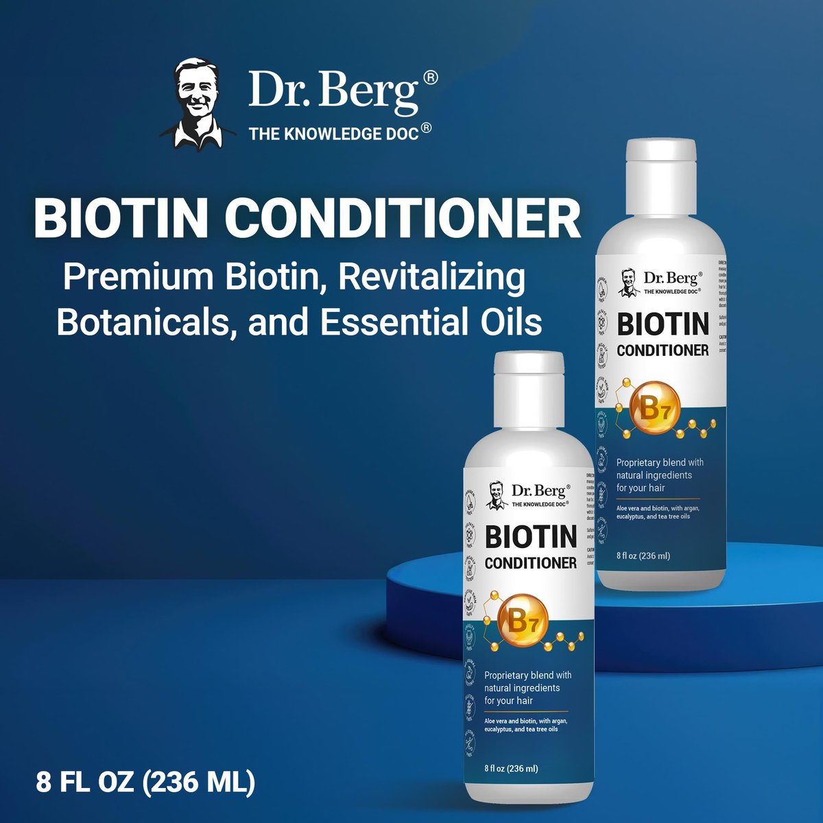 Dr. Berg Biotin Conditioner for Men & Women – High-Performance Formula, Paraben-Free, Sulfate-Free, Silicone-Free, Infused with Biotin, Argan & Botanicals – 8 Fl Oz - görsel 7