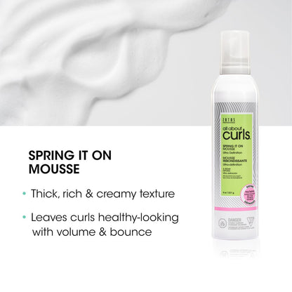 ALL ABOUT CURLS Spring It On Mousse Ultra Definition 8 Fl Oz - Strengthens & Protects Curls, Vegan & Sulfate Free Avelisse