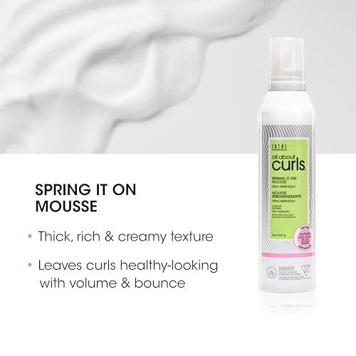 ALL ABOUT CURLS Spring It On Mousse Ultra Definition 8 Fl Oz - Strengthens & Protects Curls, Vegan & Sulfate Free Avelisse