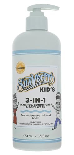 Suavecito Kid's 3-in-1 Shampoo, Conditioner, & Body Wash - Milk & Honey Scent, 16 oz Pump Bottle - Clinically Tested, Cruelty Free, Sulfate-Free, Paraben-Free, Phthalate-Free, No Tears Formula Avelisse