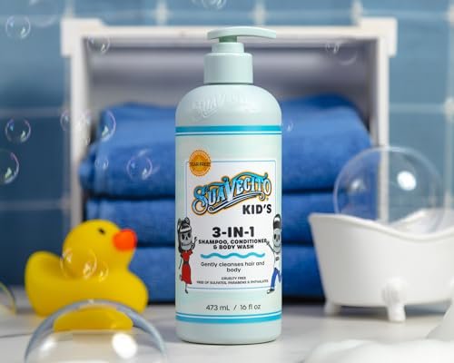 Suavecito Kid's 3-in-1 Shampoo, Conditioner, & Body Wash - Milk & Honey Scent, 16 oz Pump Bottle - Clinically Tested, Cruelty Free, Sulfate-Free, Paraben-Free, Phthalate-Free, No Tears Formula Avelisse