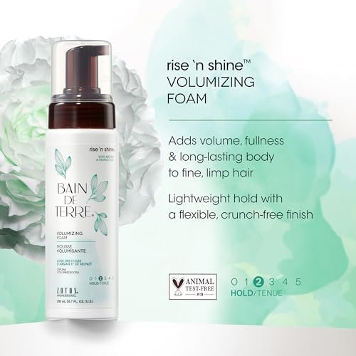 Bain de Terre Rise N' Shine Volumizing Foam - Lightweight Medium Hold & Volume with Argan & Monoi Oils, Paraben-Free, Color-Safe, Vegan, 6.7 Fl Oz Avelisse