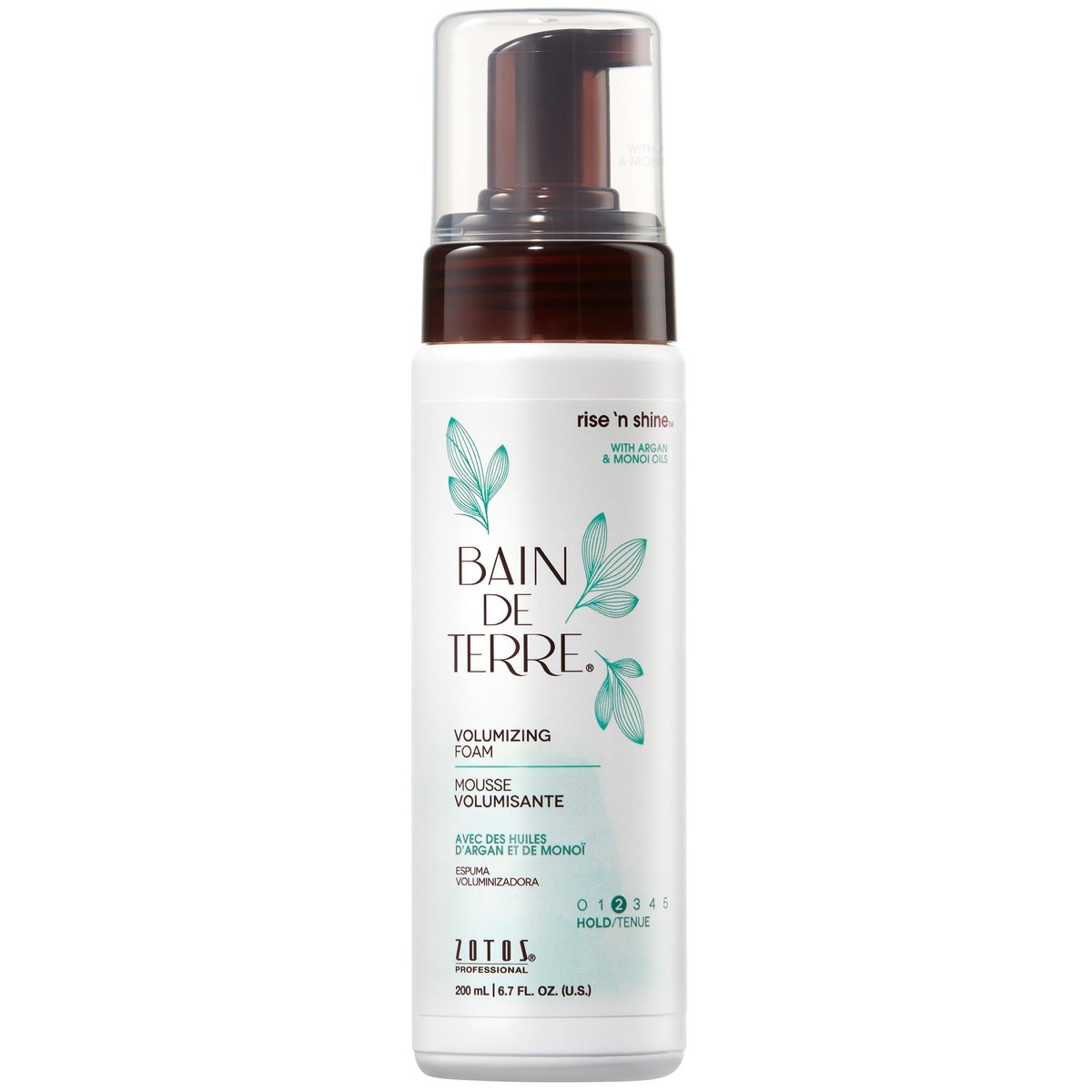 Bain de Terre Rise N' Shine Volumizing Foam - Lightweight Medium Hold & Volume with Argan & Monoi Oils, Paraben-Free, Color-Safe, Vegan, 6.7 Fl Oz Avelisse