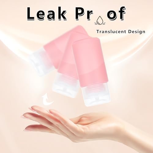 Corconess 3 Pack Acetone Pump Dispenser - Leak-Proof Push Down Dispenser for Nail Polish Remover, Alcohol, Makeup Remover, Micellar Water, Toner - 4OZ/120ML Empty Pink Travel Bottles Avelisse