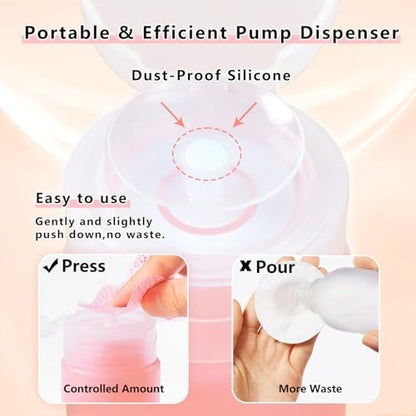 Corconess 3 Pack Acetone Pump Dispenser - Leak-Proof Push Down Dispenser for Nail Polish Remover, Alcohol, Makeup Remover, Micellar Water, Toner - 4OZ/120ML Empty Pink Travel Bottles Avelisse