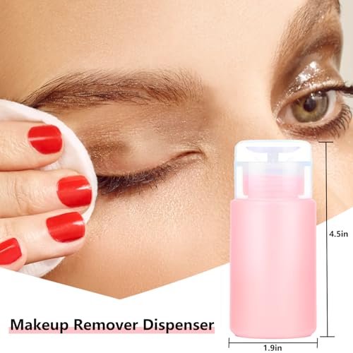 Corconess 3 Pack Acetone Pump Dispenser - Leak-Proof Push Down Dispenser for Nail Polish Remover, Alcohol, Makeup Remover, Micellar Water, Toner - 4OZ/120ML Empty Pink Travel Bottles Avelisse