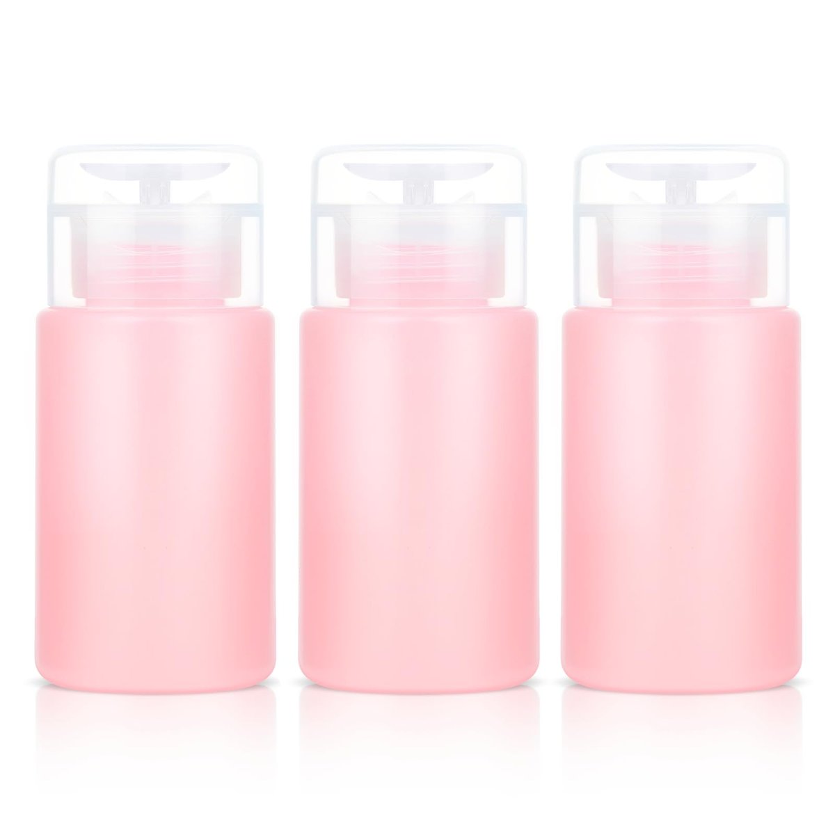 Corconess 3 Pack Acetone Pump Dispenser - Leak-Proof Push Down Dispenser for Nail Polish Remover, Alcohol, Makeup Remover, Micellar Water, Toner - 4OZ/120ML Empty Pink Travel Bottles Avelisse