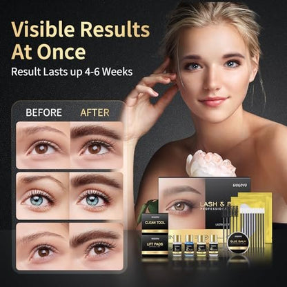 WUGOYU 2-in-1 Lash Lift & Brow Lamination Kit – Professional Eyelash Perm & Eyebrow Lift for Fuller, Thicker Brows – Lasts 4-6 Weeks – Salon & Home Use Avelisse