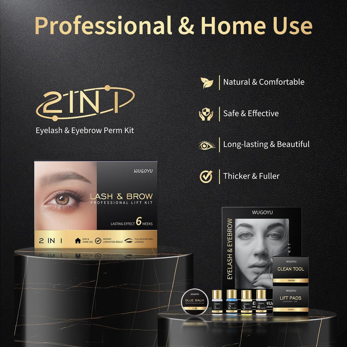 WUGOYU 2-in-1 Lash Lift & Brow Lamination Kit – Professional Eyelash Perm & Eyebrow Lift for Fuller, Thicker Brows – Lasts 4-6 Weeks – Salon & Home Use Avelisse