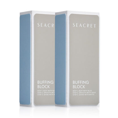 SEACRET Nail Buffer Block - 3-Way Salon Shine for Natural Nails, Smooths Ridges & Buffs to Glossy Finish Without Polish - Korean Made - Manicure & Pedicure, Pack of 2