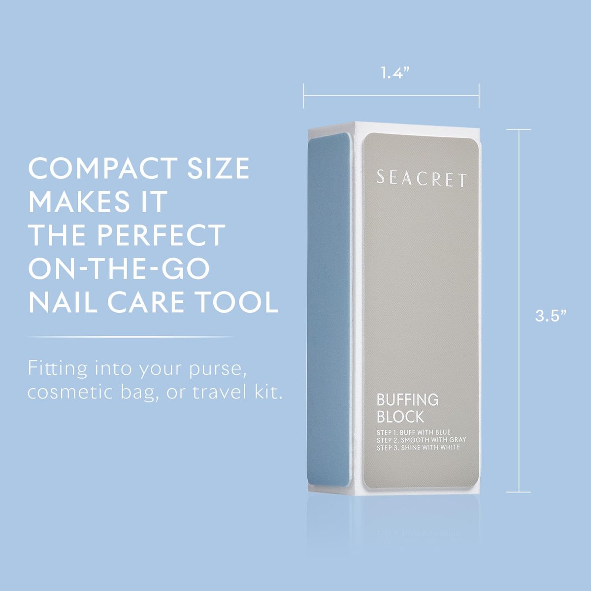 SEACRET Nail Buffer Block - 3-Way Salon Shine for Natural Nails, Smooths Ridges & Buffs to Glossy Finish Without Polish - Korean Made - Manicure & Pedicure, Pack of 2 - görsel 12