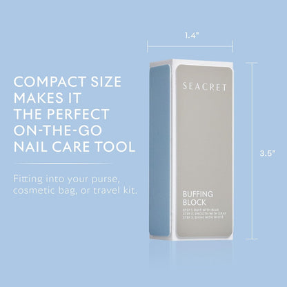 SEACRET Nail Buffer Block - 3-Way Salon Shine for Natural Nails, Smooths Ridges & Buffs to Glossy Finish Without Polish - Korean Made - Manicure & Pedicure, Pack of 2