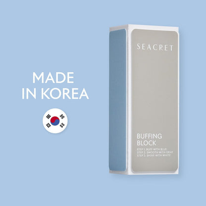 SEACRET Nail Buffer Block - 3-Way Salon Shine for Natural Nails, Smooths Ridges & Buffs to Glossy Finish Without Polish - Korean Made - Manicure & Pedicure, Pack of 2