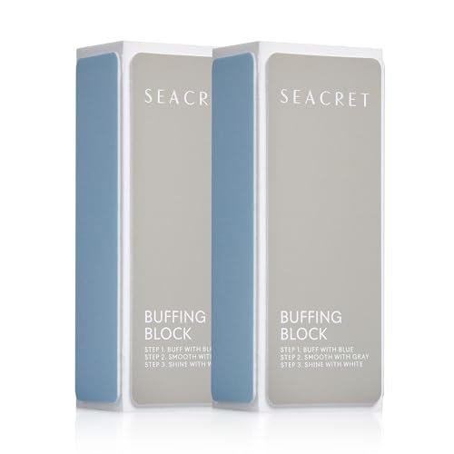 SEACRET Nail Buffer Block - 3-Way Salon Shine for Natural Nails, Smooths Ridges & Buffs to Glossy Finish Without Polish - Korean Made - Manicure & Pedicure, Pack of 2 - görsel 1