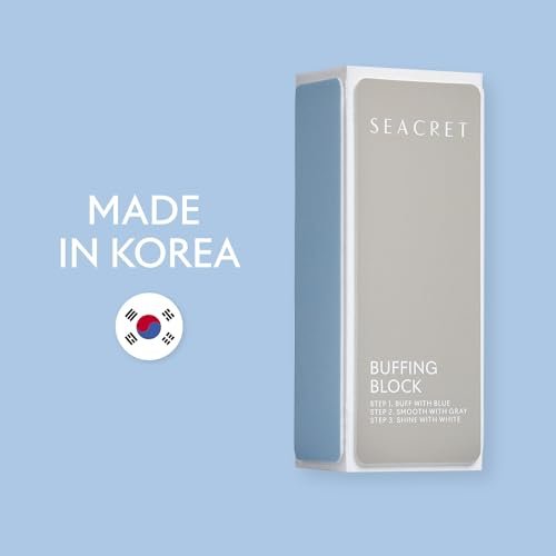 SEACRET Nail Buffer Block - 3-Way Salon Shine for Natural Nails, Smooths Ridges & Buffs to Glossy Finish Without Polish - Korean Made - Manicure & Pedicure, Pack of 2 - görsel 13