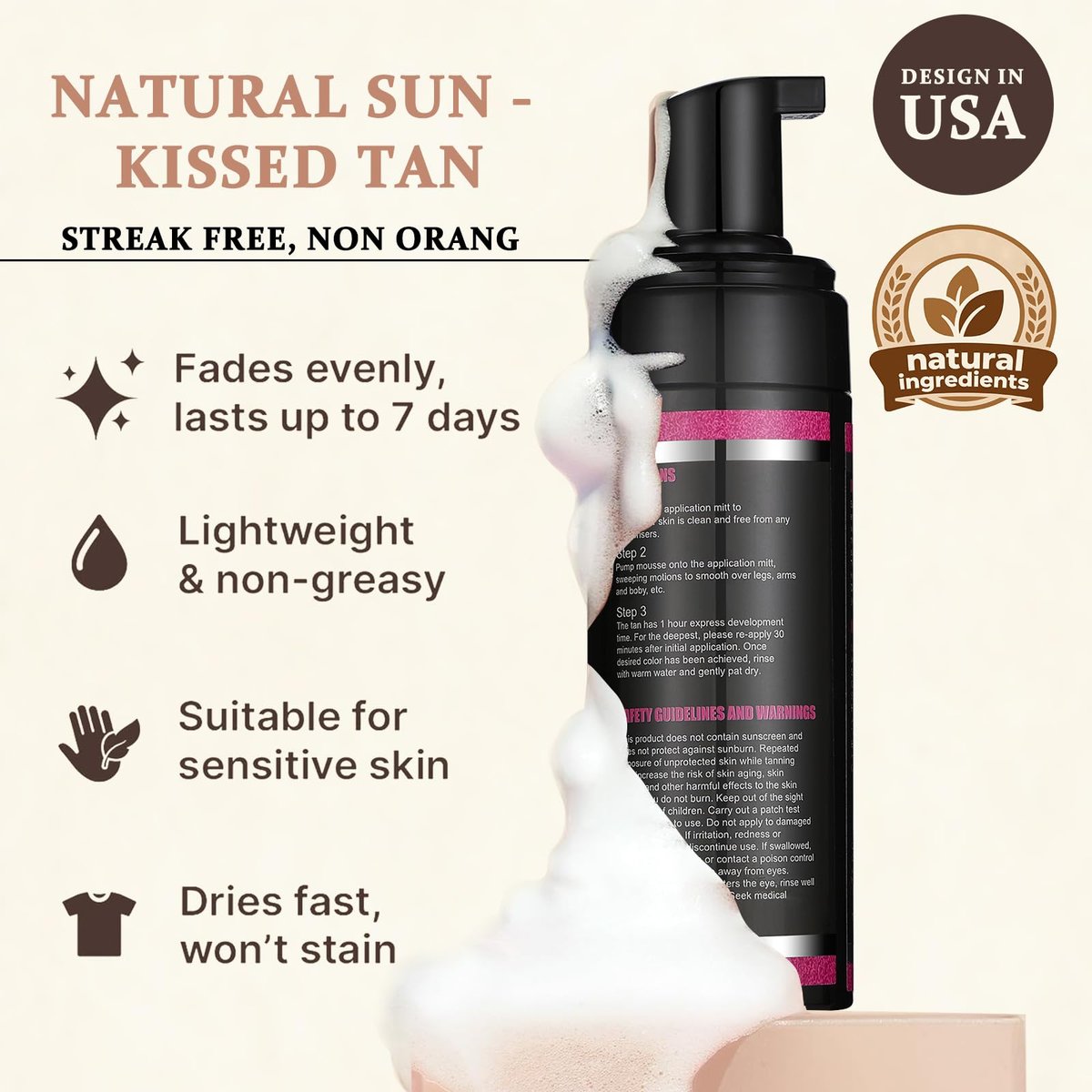 Cathy Doll Cruelty Free Sunless Tanning Mousse – Natural Self Tanner for Fair Skin, Body & Face, 5.07 Fl Oz - görsel 9