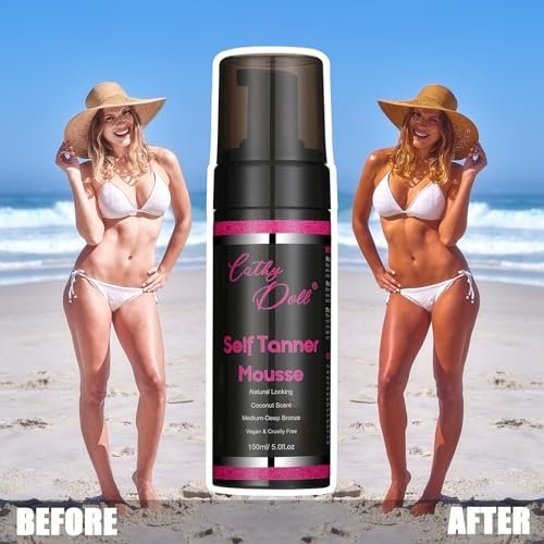 Cathy Doll Cruelty Free Sunless Tanning Mousse – Natural Self Tanner for Fair Skin, Body & Face, 5.07 Fl Oz - görsel 4